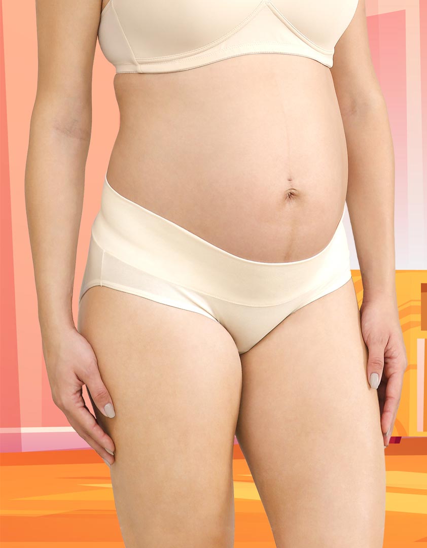 Buy Intimate Portal Foldable Under Bump Maternity Underwear Women Pregnancy  Panties 6-Pk Black Beige Gray Stripes Small at